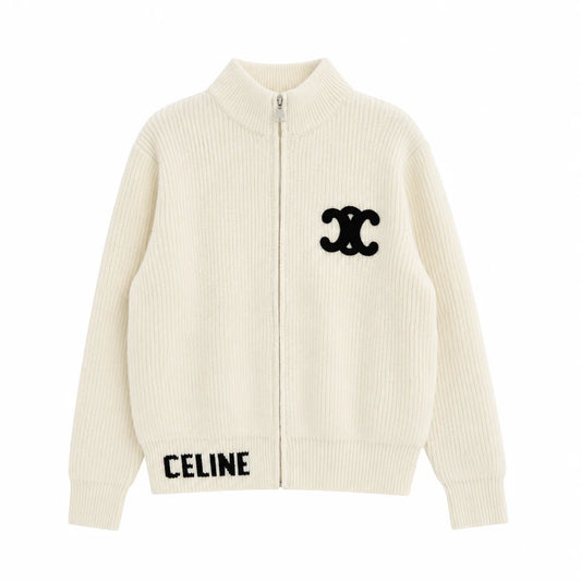 "CE" Knit Zip Cardigan