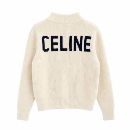 "CE" Knit Zip Cardigan