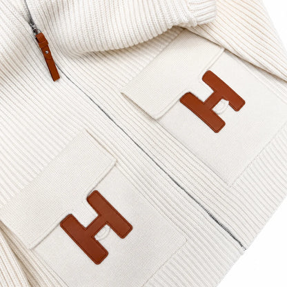 "HRMS" Rib Zip Knit Cardigan