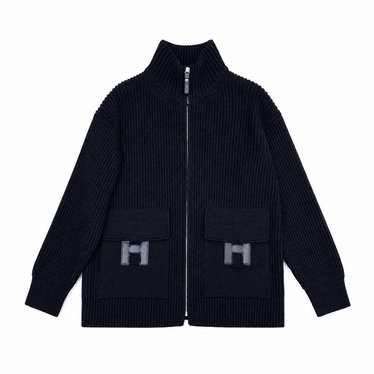 "HRMS" Rib Zip Knit Cardigan